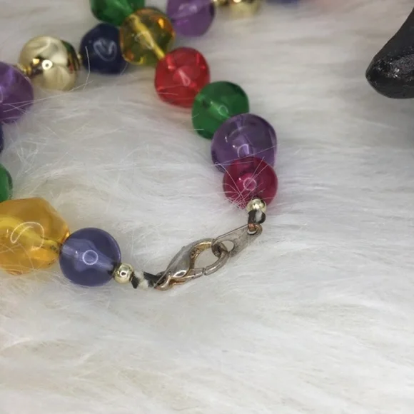 Vintage Rainbow & Gold Bead Necklace - Picture 4 of 6